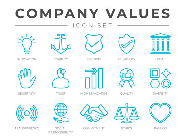 Набор иконок основных ценностей бизнес-компании. Мбаппе, Озил
