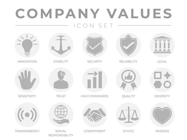 Ценности компании Серый светлый иконный набор. Озил, Фелипе
