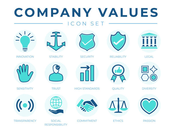Набор значков Business Company Values. Озил, Стабильность, Фабрегас
