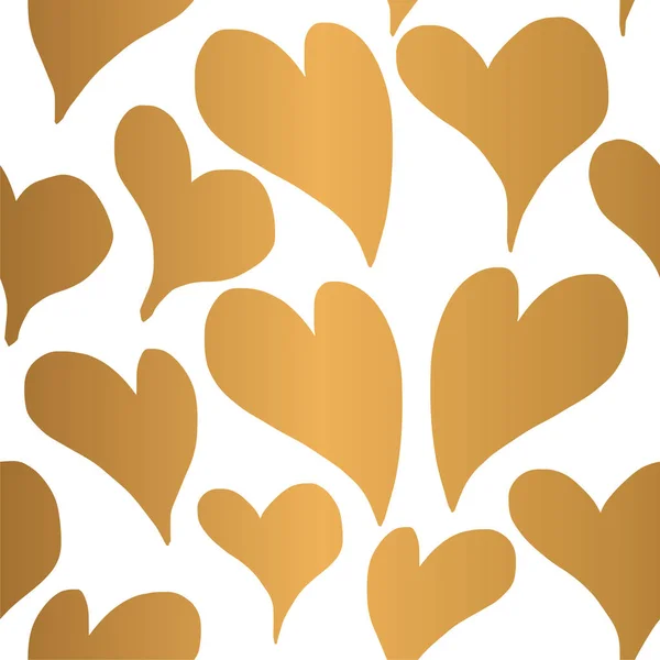 Gold Heart Seamless Pattern Design — Stock Vector