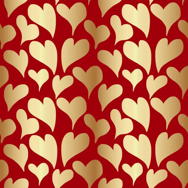 Κόκκινο και χρυσό καρδιά χωρίς ραφή μοτίβο φόντο — Διανυσματικό Αρχείο