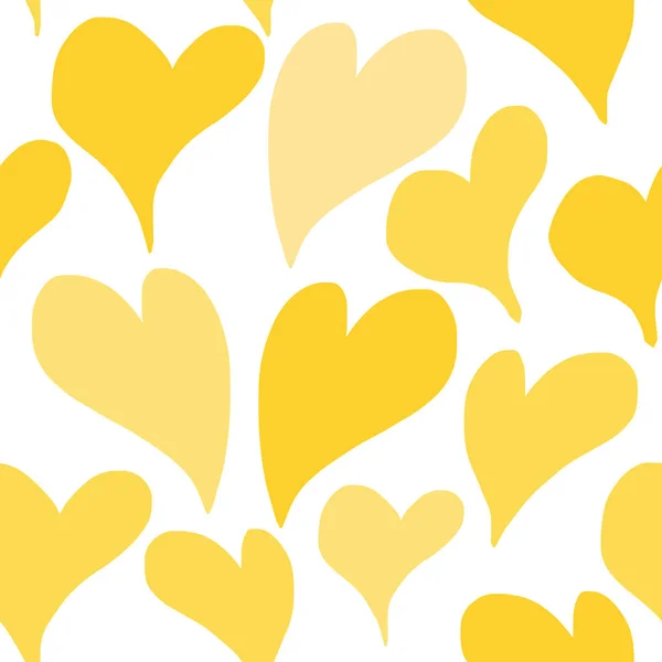 Gelbes Herz nahtloses Muster Design — Stockvektor