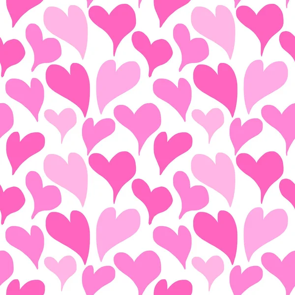 ピンクのハートのシームレスなパターン背景 — ストックベクタ