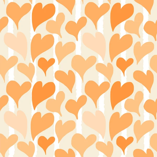 Orange Heart Seamless Pattern Design — Stock Vector