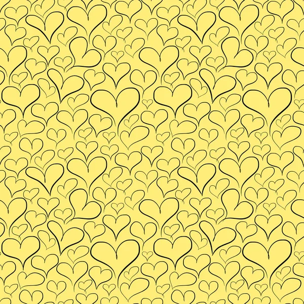 Patrón sin costura de corazón amarillo y negro — Archivo Imágenes Vectoriales