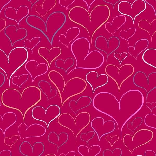 Heart Seamless Pattern Design with Outline Hearts — 图库矢量图片