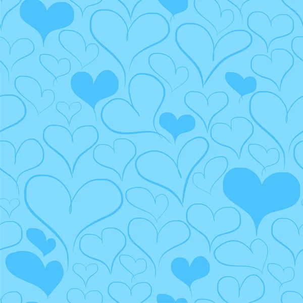 Blue Heart Seamless Pattern Veector Design — 图库矢量图片