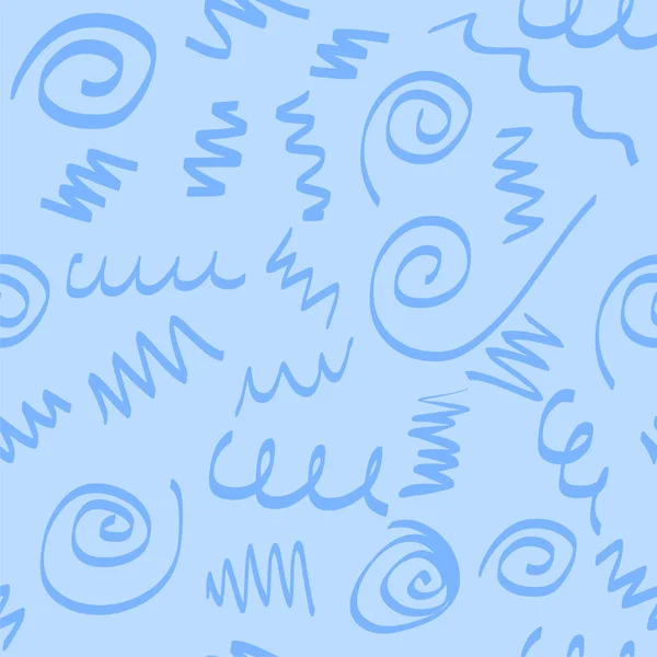 Blaue Pastell kritzeln nahtlose Muster Hintergrund — Stockvektor