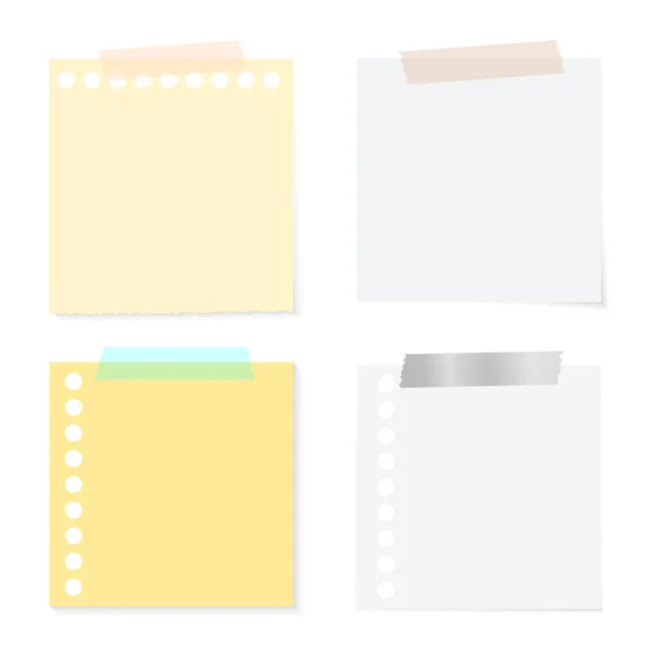 Note Paper with Tape in Yellow and White Color — Stock Vector