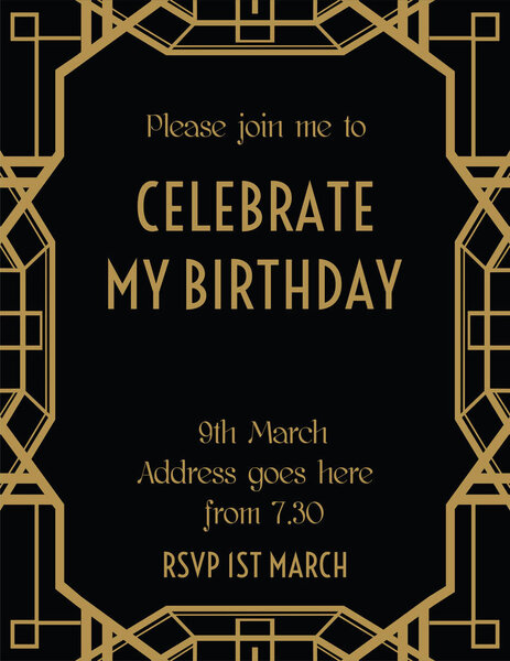 Геометрический дизайн приглашений в стиле ар-деко
