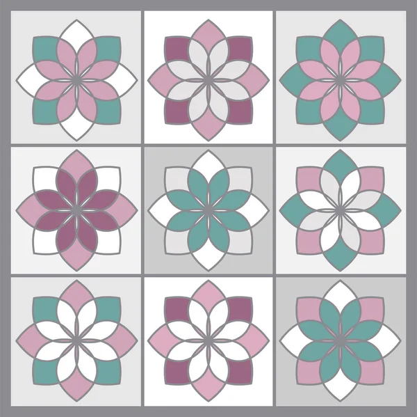 Diseño Patrón Floral Azulejo Flor — Vector de stock