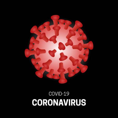 Coronavirus Covid-19 İllüstrasyon. Siyah ve Kırmızı Corona Virüs Vektörü