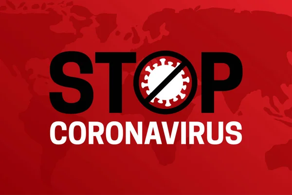 Fermare Coronavirus Covid Illustrazione Sfondo Rosso Con Corona Virus — Vettoriale Stock