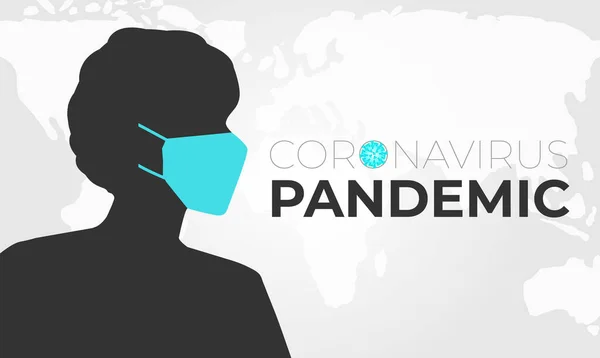 Coronavirus Pandemia Illustrazione Con Donna Che Indossa Maschere — Vettoriale Stock