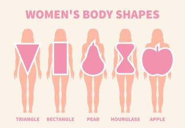 Kadın Vücut Şekilleri Üçgeni, Dikdörtgen, Elma, Armut ve Kum Saati