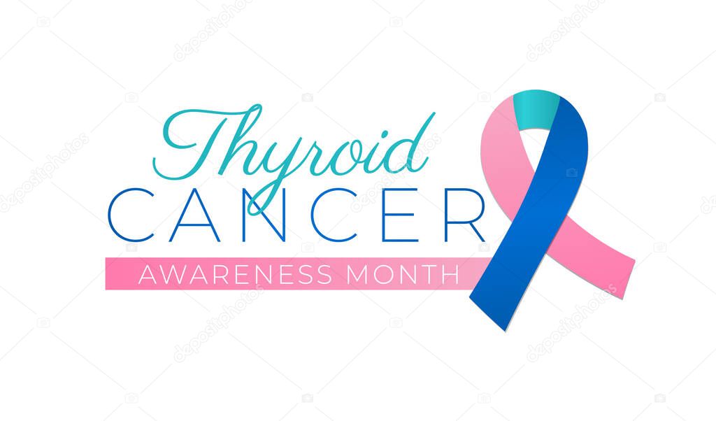 Thyroid Cancer Awareness Month Isolated Logo Icon Sign