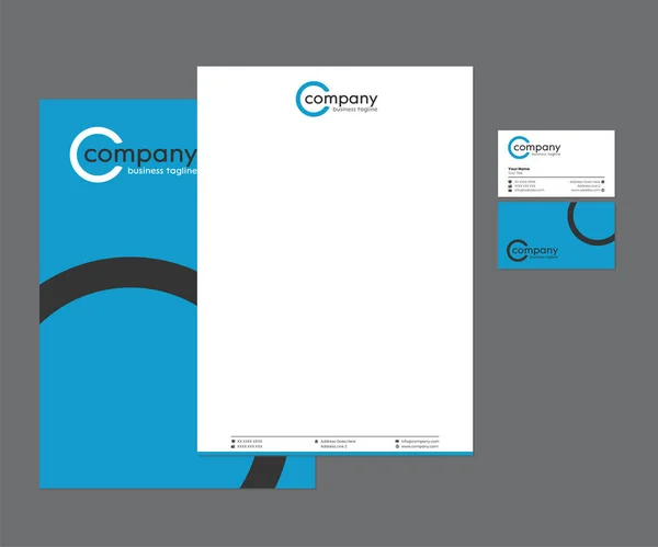 Cabeça Carta Azul Conjunto Cartão Visita Com Design Logotipo — Vetor de Stock