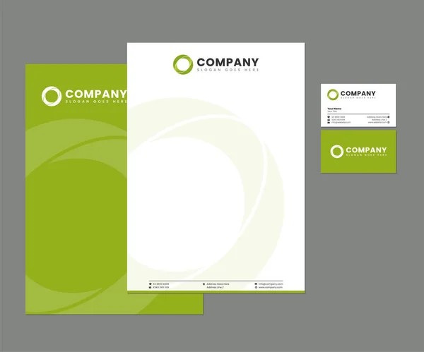 Conjunto Artigos Papelaria Verde Limão Com Design Logotipo — Vetor de Stock