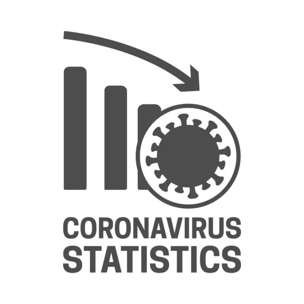 Icona Coronavirus Statistica Vettore Isolato Con Freccia Giù — Vettoriale Stock