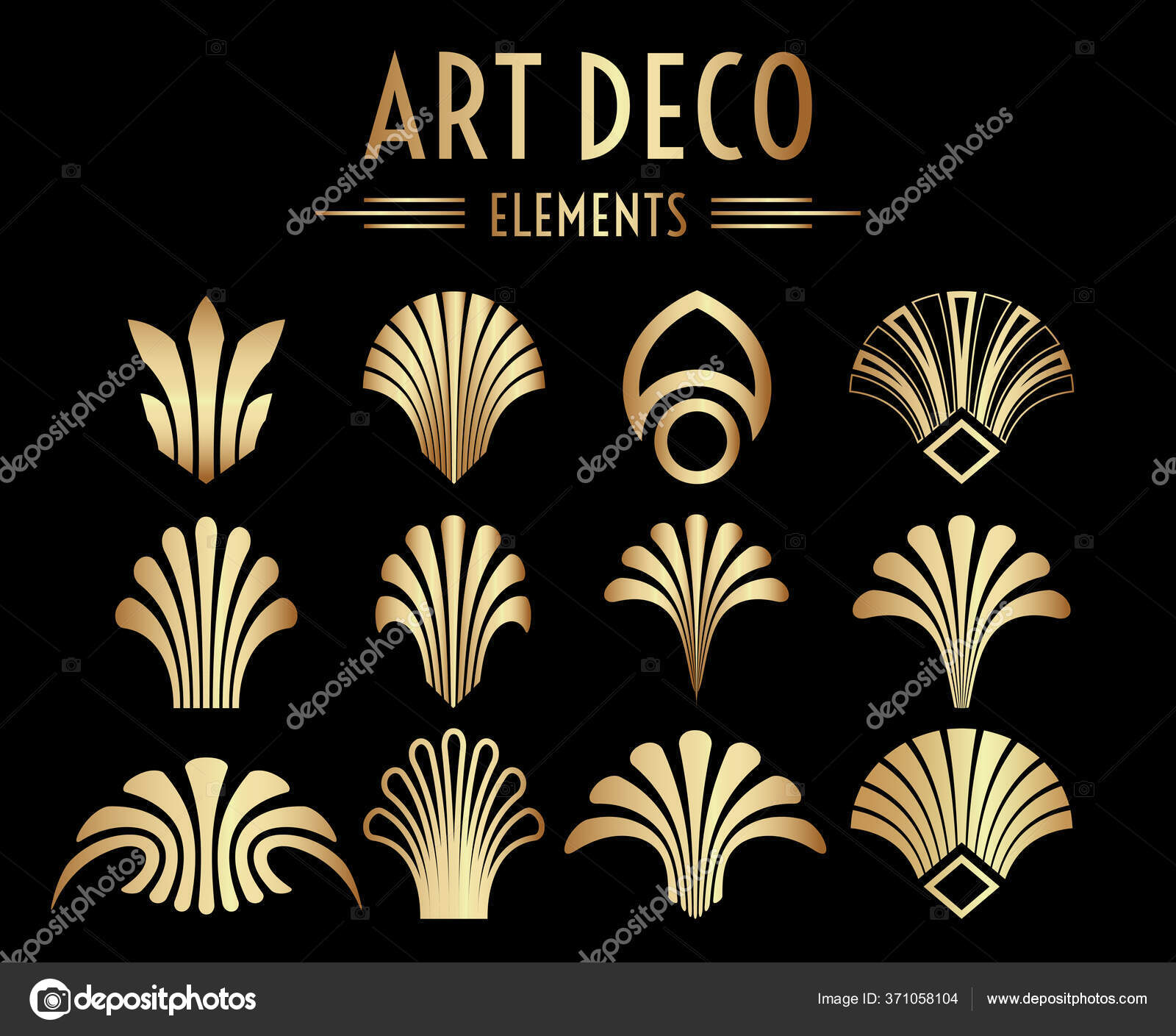 Geometric Gatsby Art Deco Ornaments Decoration Elements Stock Vector Image by ©AngelaCini #371058104