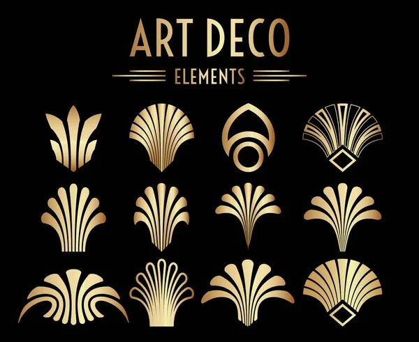 Gatsby Géométrique Déco Art Déco Ornements Éléments Décoration — Image vectorielle