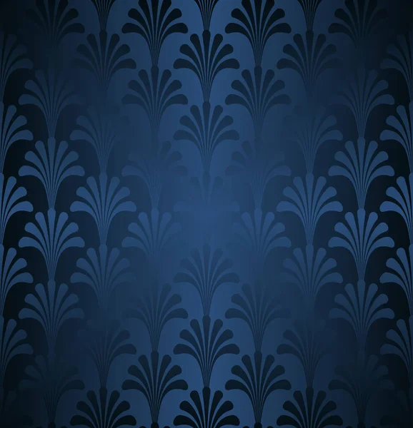 Dark Blue Floral Gatsby Art Deco Pola Backgroun - Stok Vektor