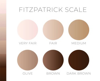 Skin Color by Fitzpatric Scale Light to Dark clipart