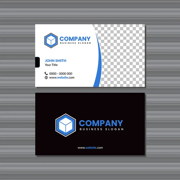 Diseño Tarjetas Visita Con Foto Personal Para Publicidad Logotipo Cuadrado — Vector de stock