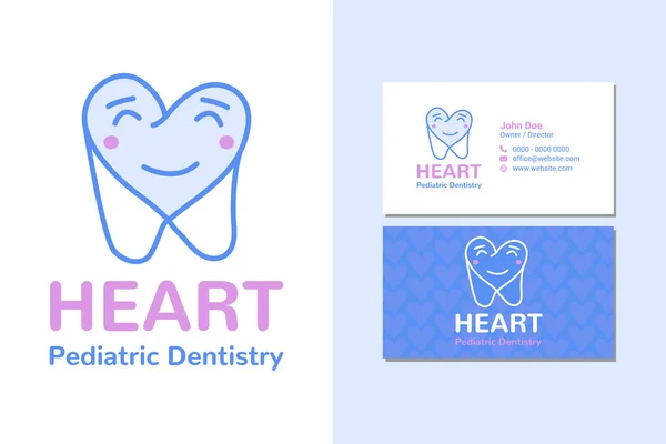 Kalp Kartıyla Pediatrik Diş Hekimliği Logosu — Stok Vektör