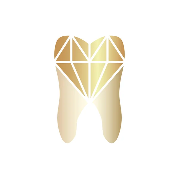 Elmaslı Altın Diş Veya Diş Hekimi Vektör Logosu — Stok Vektör