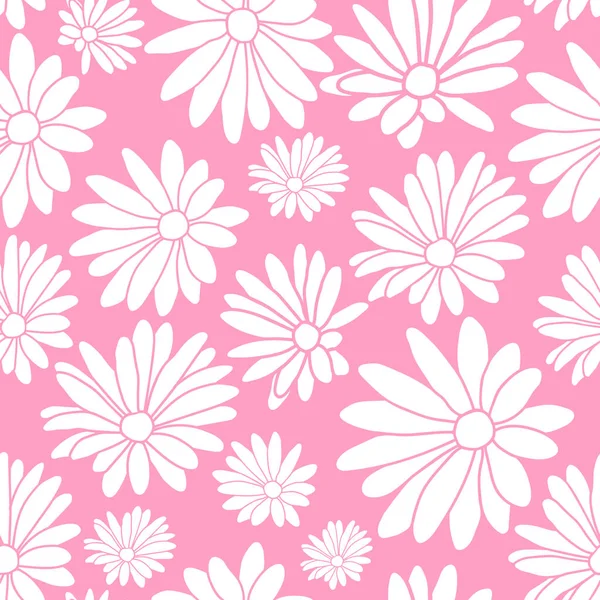 Rosa Blanco Margaret Flor Floral Patrón Textil Fondo — Vector de stock