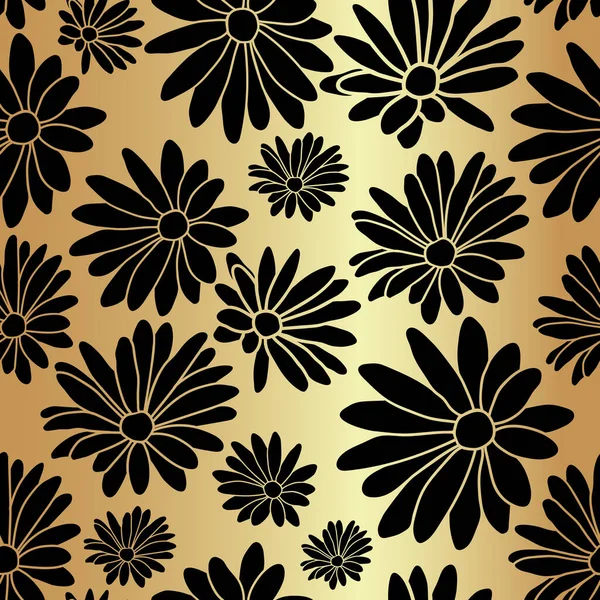 Oro Flor Textil Textil Repetir Patrón Fondo — Vector de stock