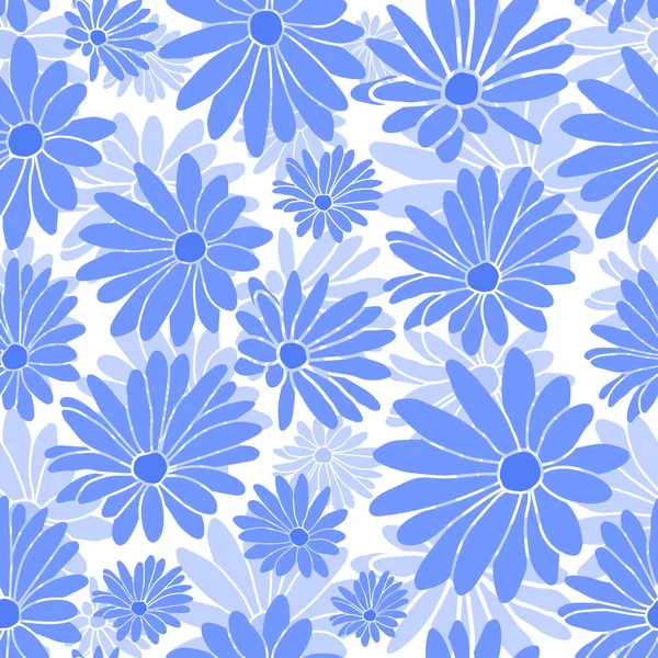 Μπλε Margaret Λουλούδι Floral Ύφασμα Επαναλάβετε Μοτίβο Φόντο — Διανυσματικό Αρχείο