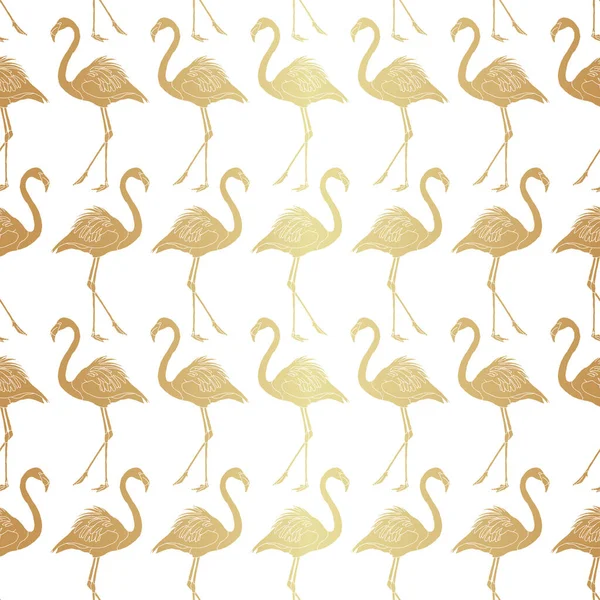 Złoty Wzór Biały Flamingo — Wektor stockowy