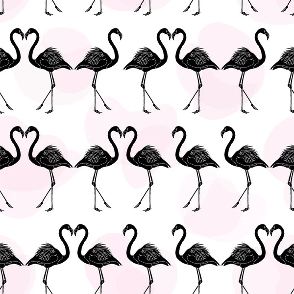 Czarny Różowy Flamingo Tle — Wektor stockowy
