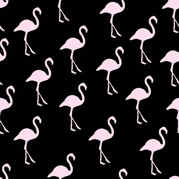 Czarny Różowy Wzór Flamingo Tło — Wektor stockowy