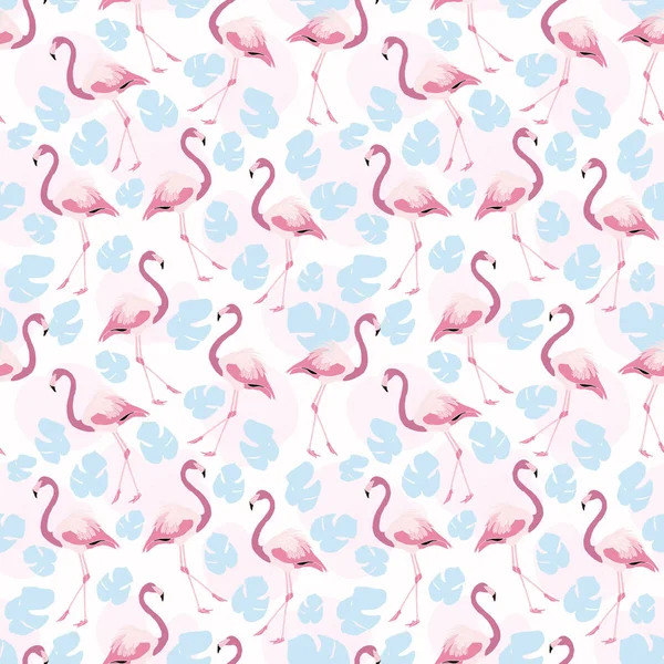 Flamingo Tropikal Egzotik Desen Tasarımı — Stok Vektör