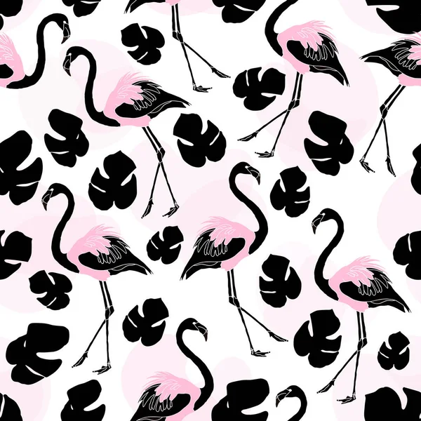 Flamingo Tropikalny Egzotyczny Bezszwowy Wzór — Wektor stockowy