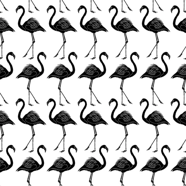 Black Flamingo Pattern Background — Stock Vector