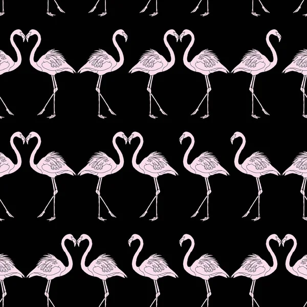 Różowy Czarny Wzór Flamingo — Wektor stockowy