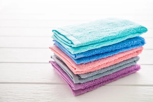 Stack of colorful of bath towels — Stock Photo, Image