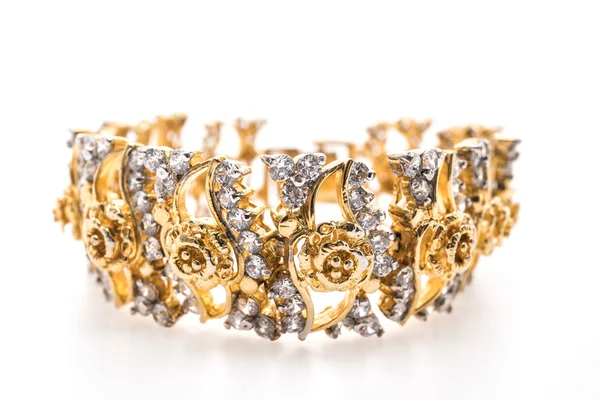 Bracciale in oro e gioielli con diamanti — Foto Stock