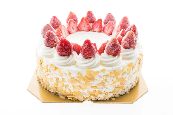 Vanilyalı dondurma kek üstünde tepe çilek ile