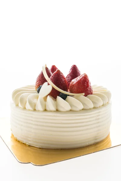 Vanilya krem kek çilek ile — Stok fotoğraf