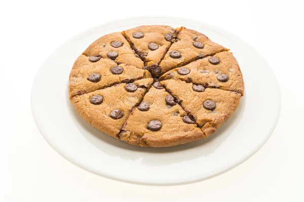 Bolo de brownies de chocolate na placa branca — Fotografia de Stock