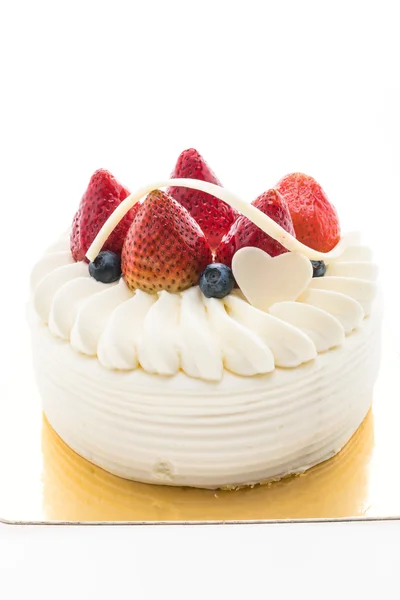 Vanilla cream cake with strawberries — Stock Photo, Image