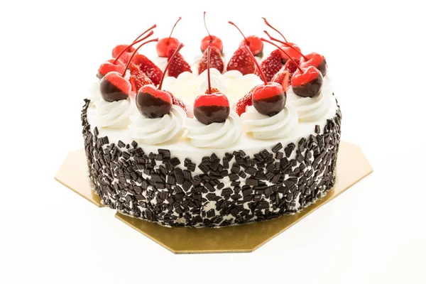 Zoete taart dessert met kersen — Stockfoto