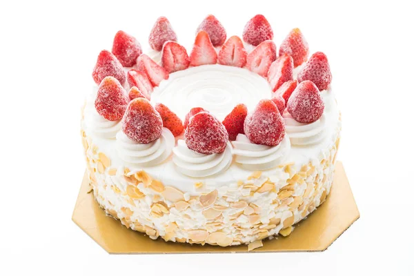 Vanilla ice cream cake with strawberry on top — Stock Photo, Image