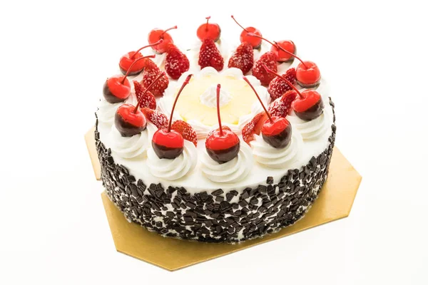 Postre pastel dulce con cereza en la parte superior —  Fotos de Stock