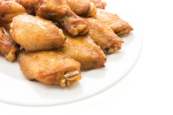 Grilled bbq chicken wing in white plate — Stock Photo, Image